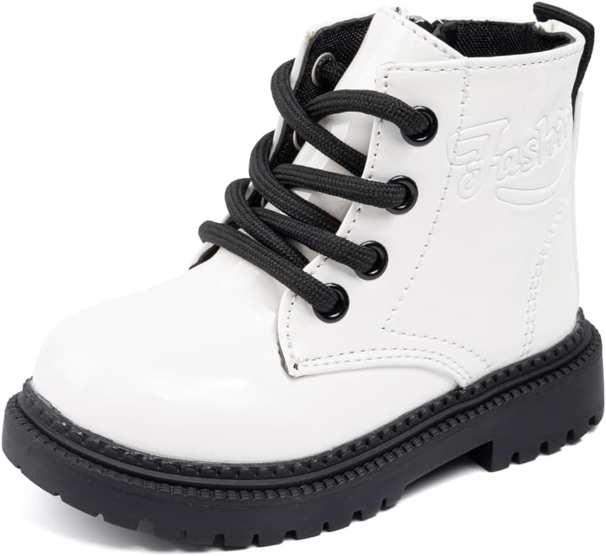 

Ботинки Sonsage для мальчиков и девочек, водонепроницаемые, противоскользящие, кожаные, Челси, малыши, детские зимние снежные боевые ботинки-ботильоны, размер США 5.5-9.5, F03/White