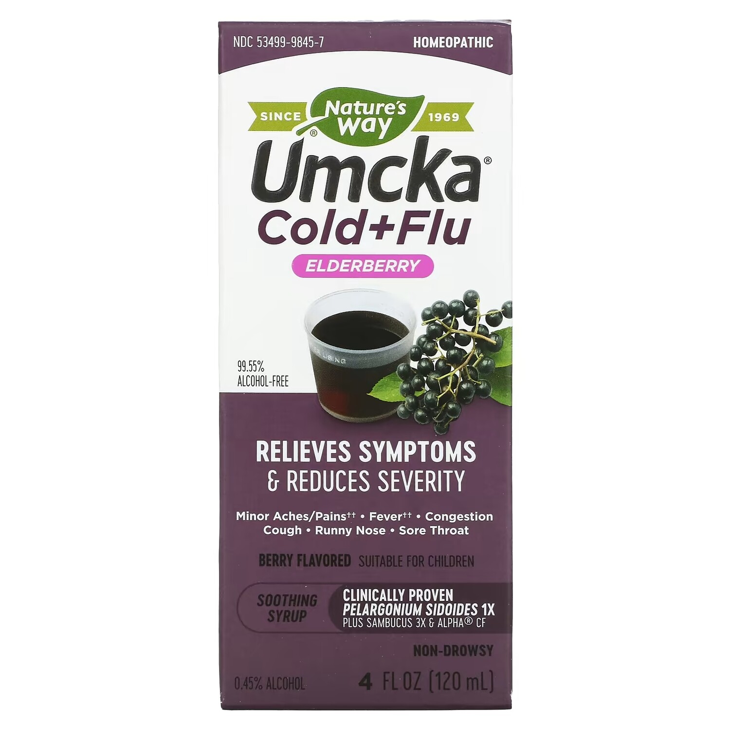 

Успокаивающий Сироп от Простуды и Гриппа из Бузины Nature's Way Umcka со вкусом ягод, 120 мл