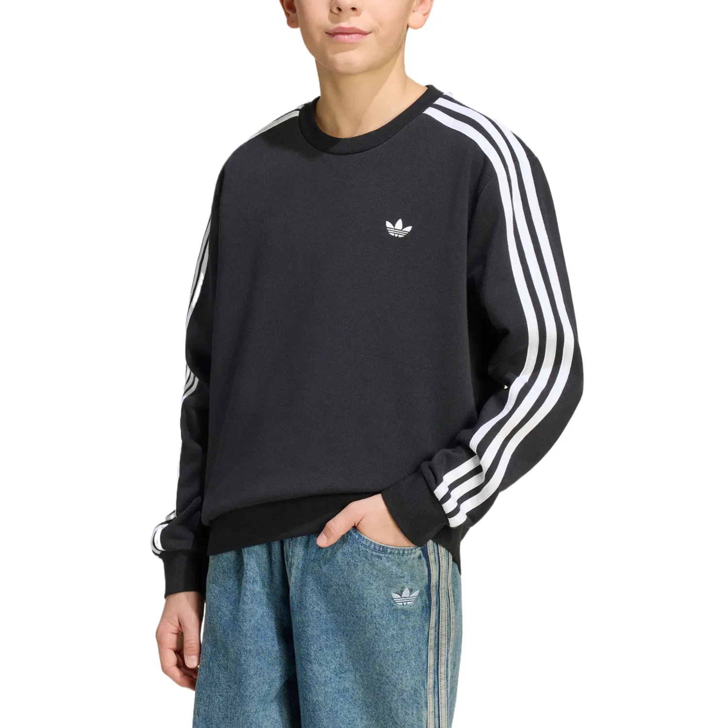 Детский свитшот с круглым вырезом Adidas Originals, черный — фото 3