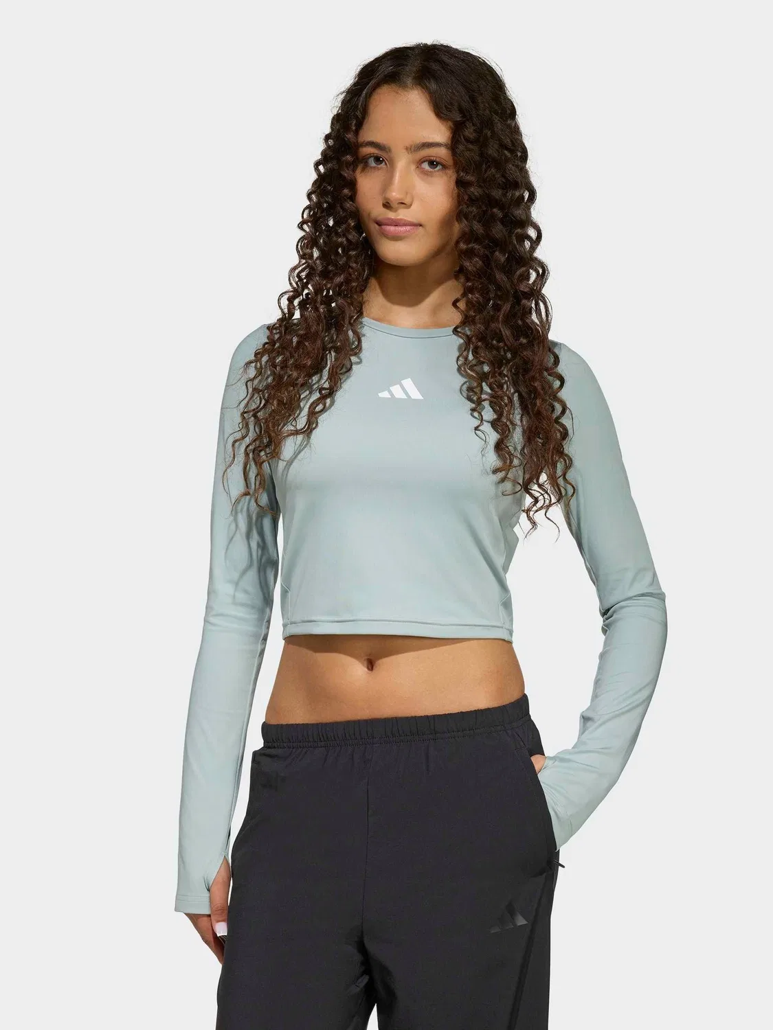 Футболка с длинным рукавом Techfit adidas, зеленый