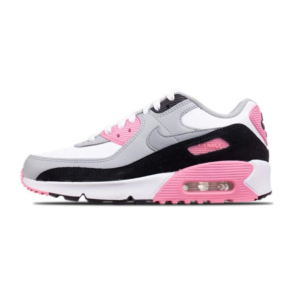 Детские кроссовки для мальчиков с амортизацией NIKE Air Max 90 LTR NIKE, Gris Humo Claro White Pink Plata Metalizado