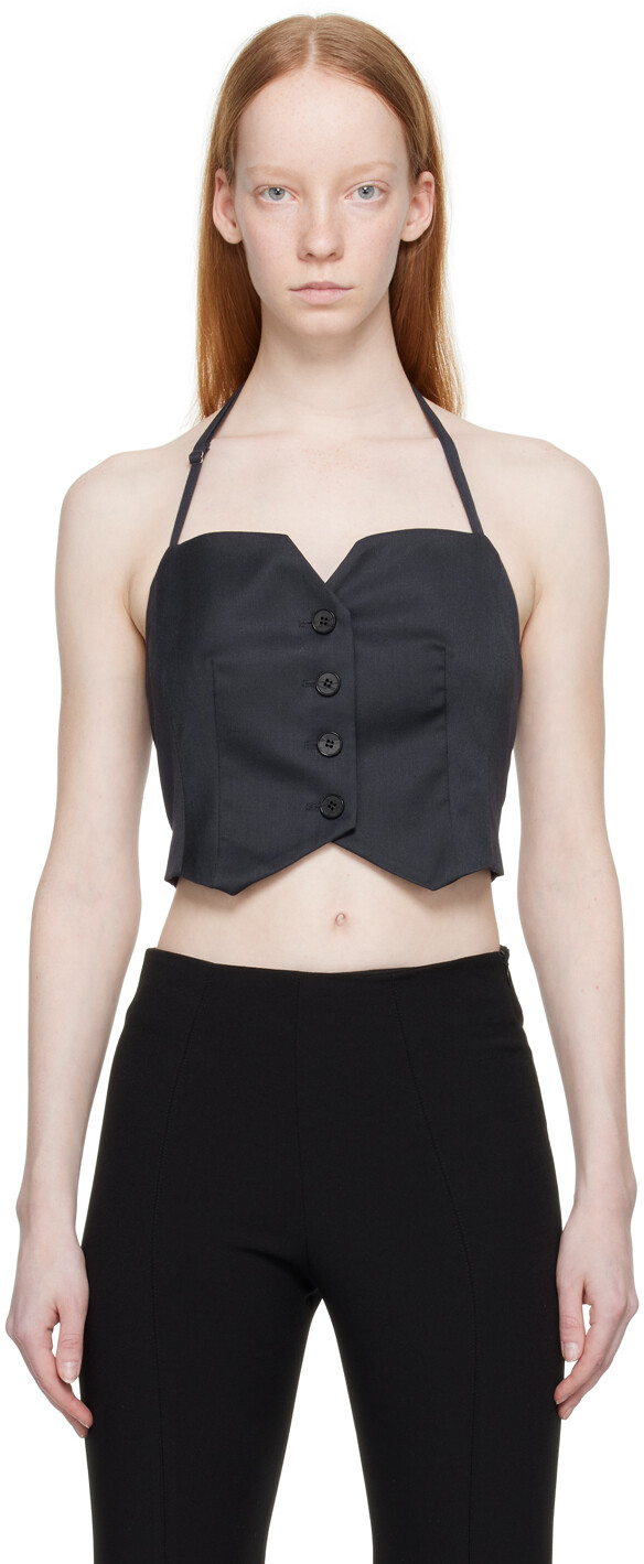 

Темно-синяя майка на пуговицах LVIR