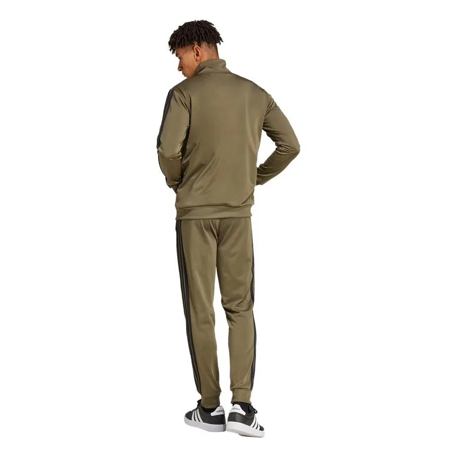 Мужской спортивный комплект из футера с длинным рукавом adidas 3S TR TT TS JI8854, Зеленый — фото 2