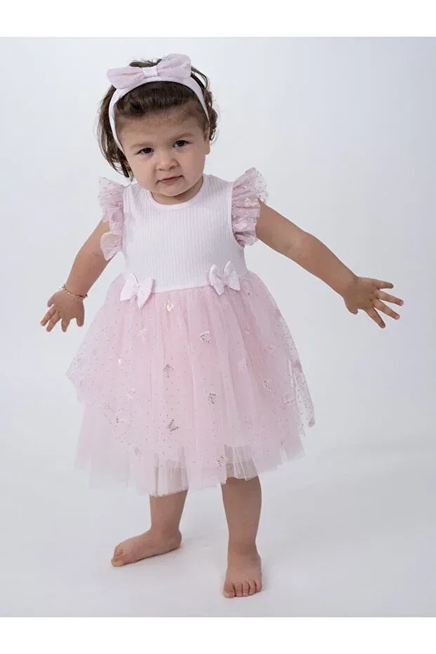 Детское платье для девочек из тюля Serkon pink stylish princess tulle baby dress Didustore, Pink
