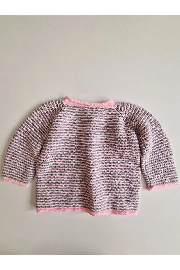 Детский кардиган с длинным рукавом Hand knitted grey-pink 18-24 months children's cardigan Hobi Kafe, Pink — фото 3