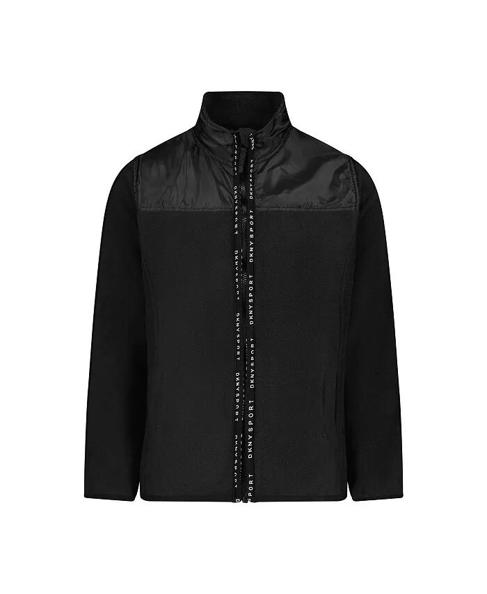 

Флисовая куртка на молнии для девочек с высоким воротником DKNY, черный