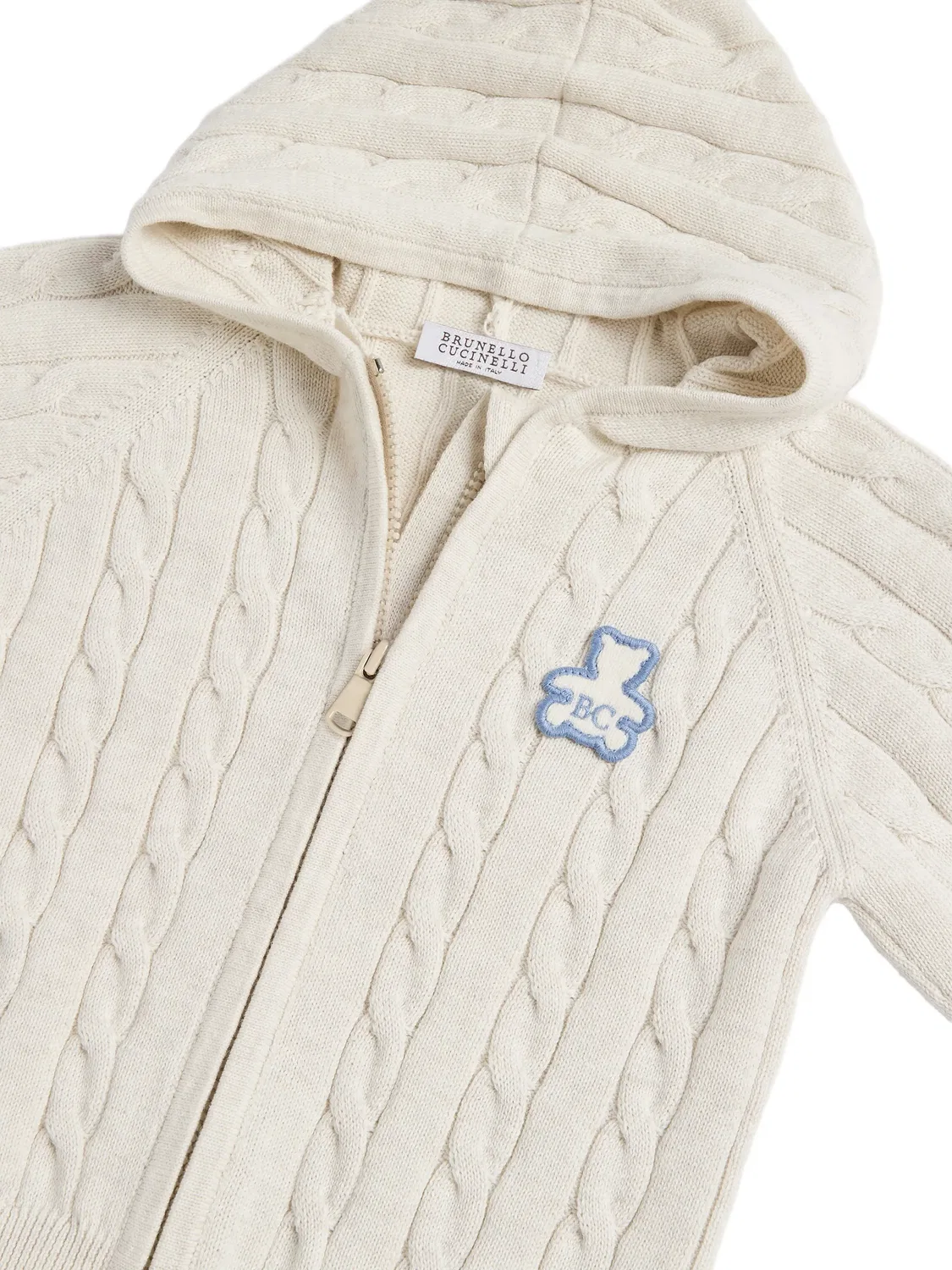 Худи Bernie на молнии Brunello Cucinelli Kids, нейтральные цвета — фото 4