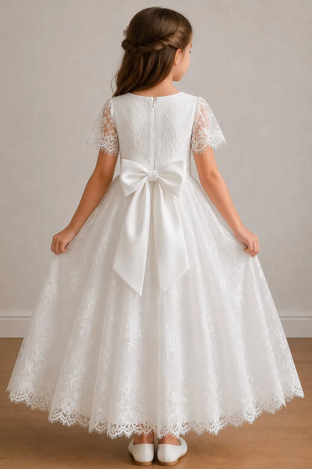 Детское платье для девочек с принтом Bella Ivory White Lilly + Bo, White — фото 3