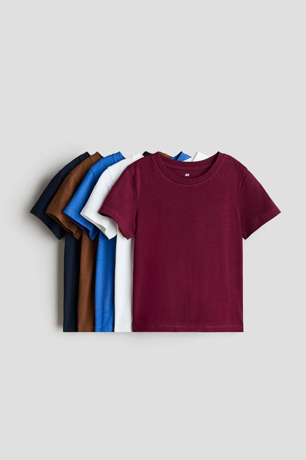Набор из 5 хлопковых футболок H&M, Blau/Dunkelrot/Braun