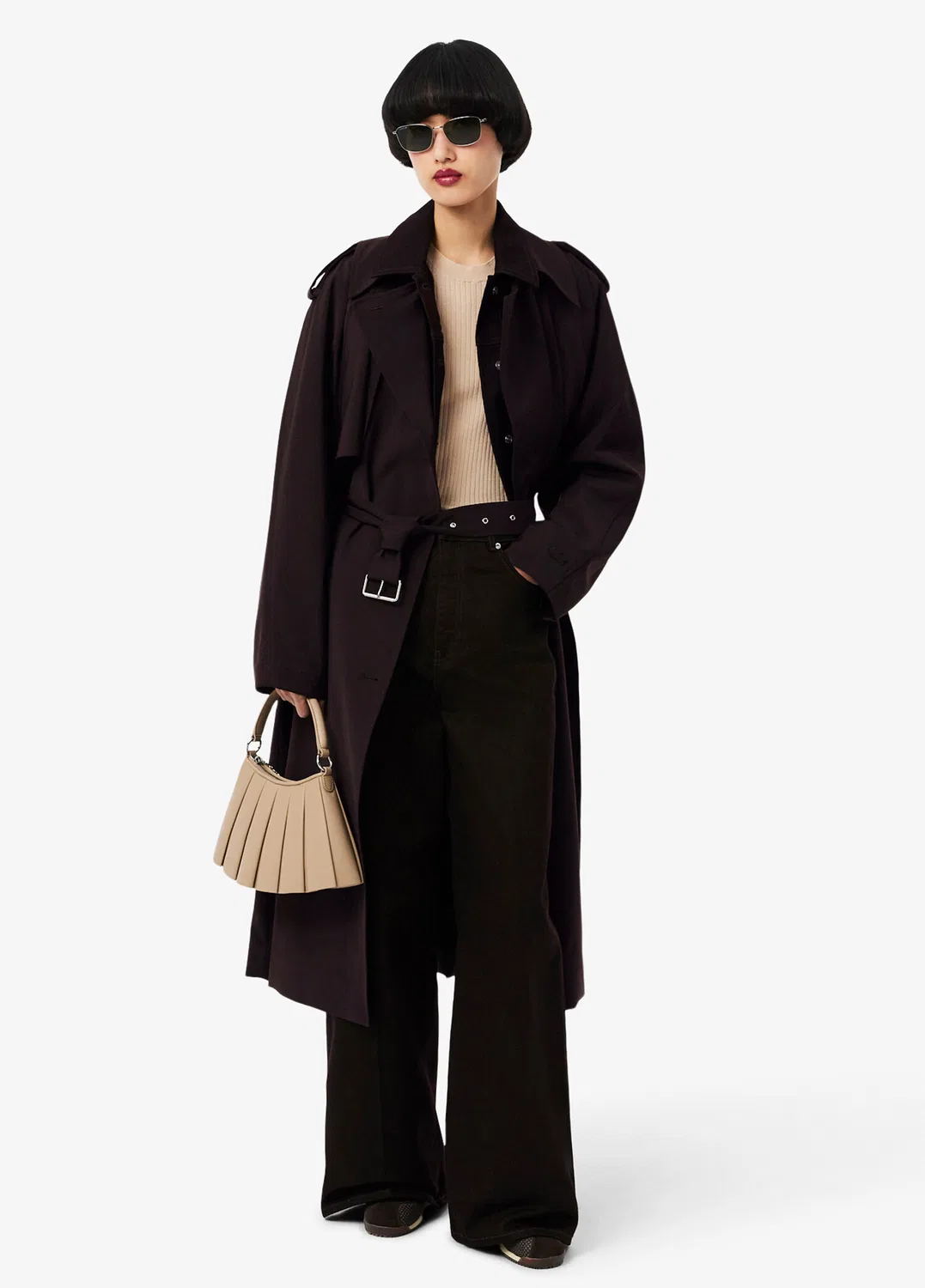 Тренчкот Lacoste oversize fit, коричневый — фото 4