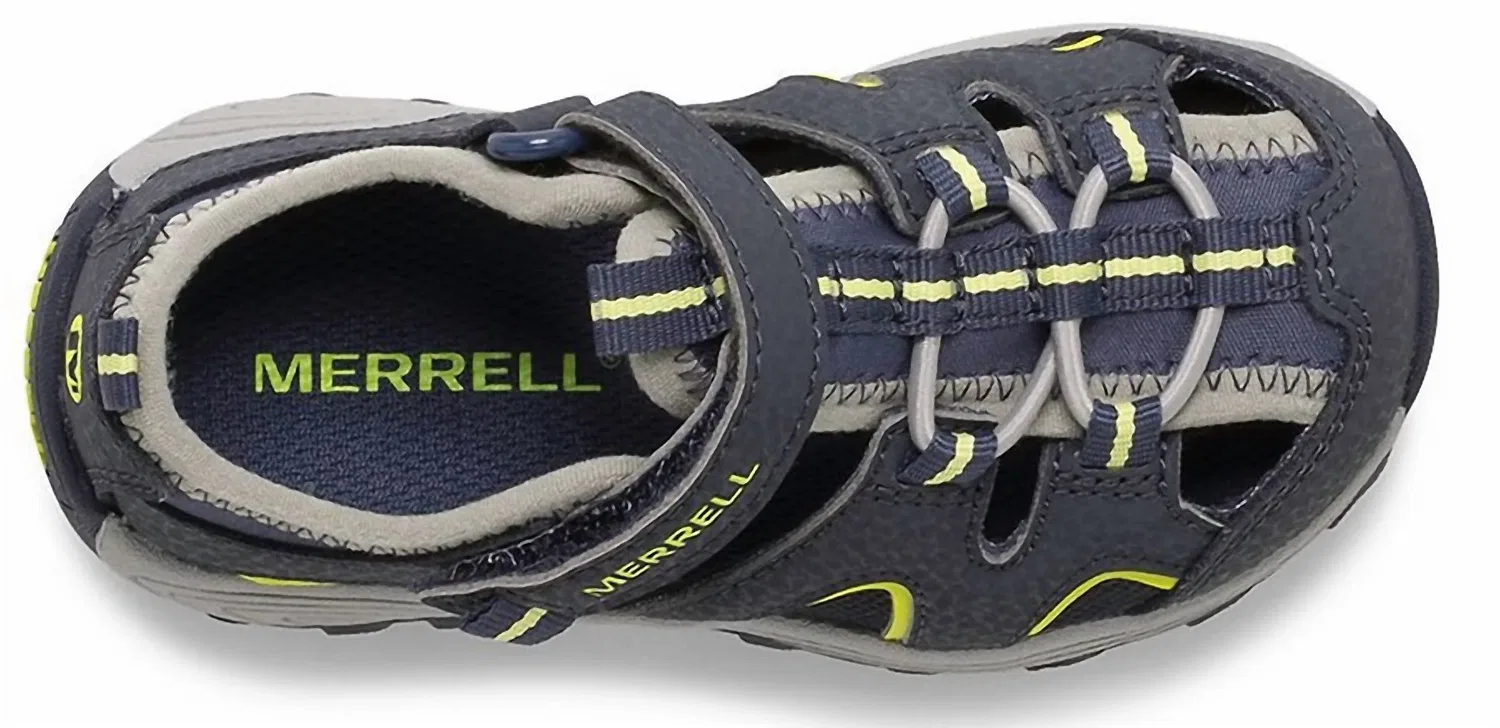Детские сандалии для мальчиков с быстросохнущей подкладкой Hydro H2O Hiker Sandal Jr MERRELL, Navy/Lime — фото 4