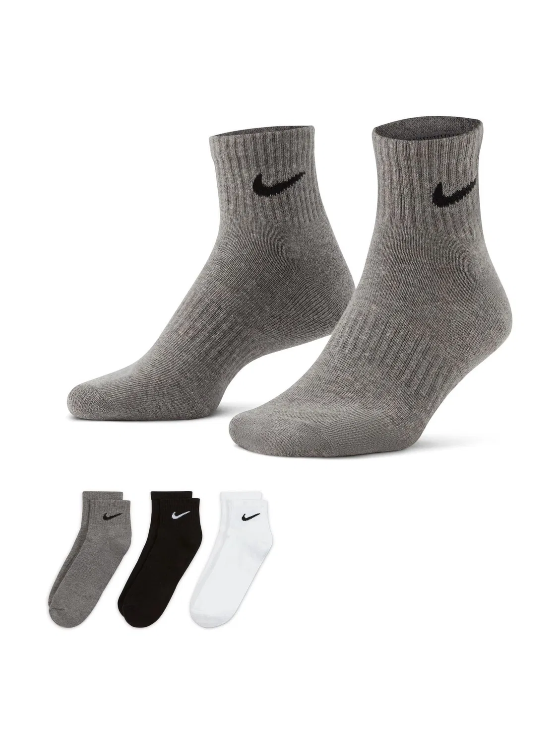 Носки повседневные амортизирующие Nike Everyday Cushioned, серый/черный/белый