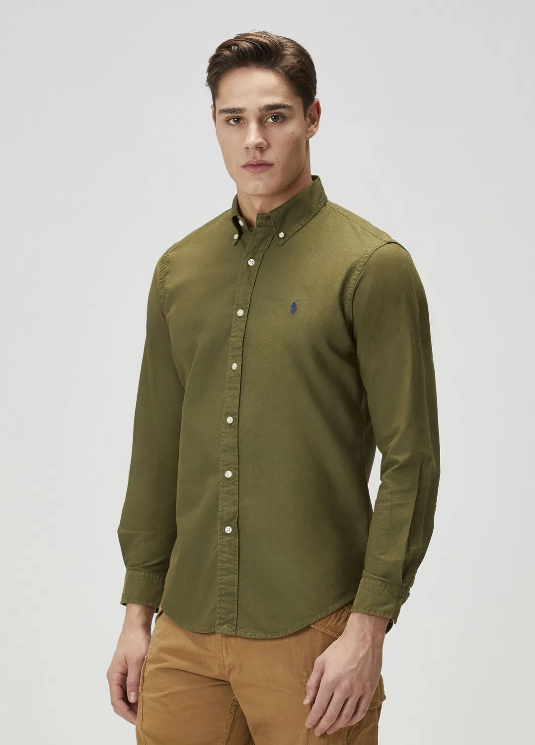 Рубашка Oxford Custom Fit Polo Ralph Lauren, dark green — фото 3