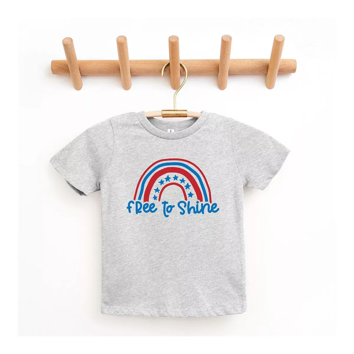Детская футболка с принтом Free To Shine Rainbow The Juniper Shop, Heather Grey