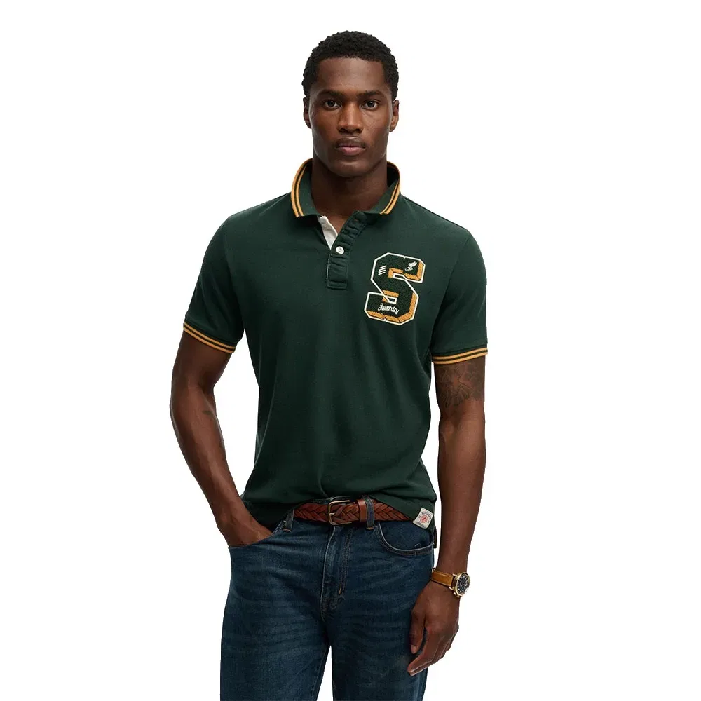 Поло с коротким рукавом Vintage Athletic Patch Superdry, зеленый