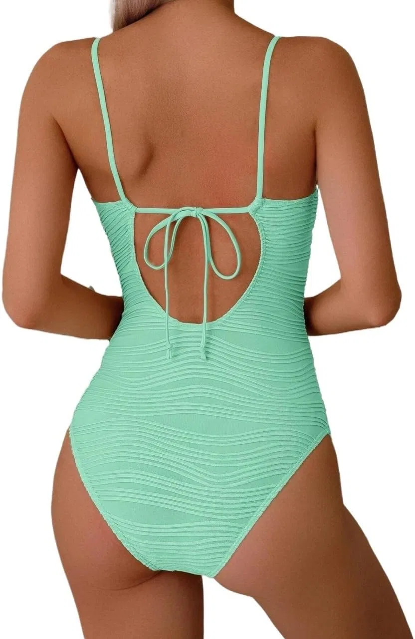 Женский монокини на бретелях с пуш-ап без спинки, Mint Green