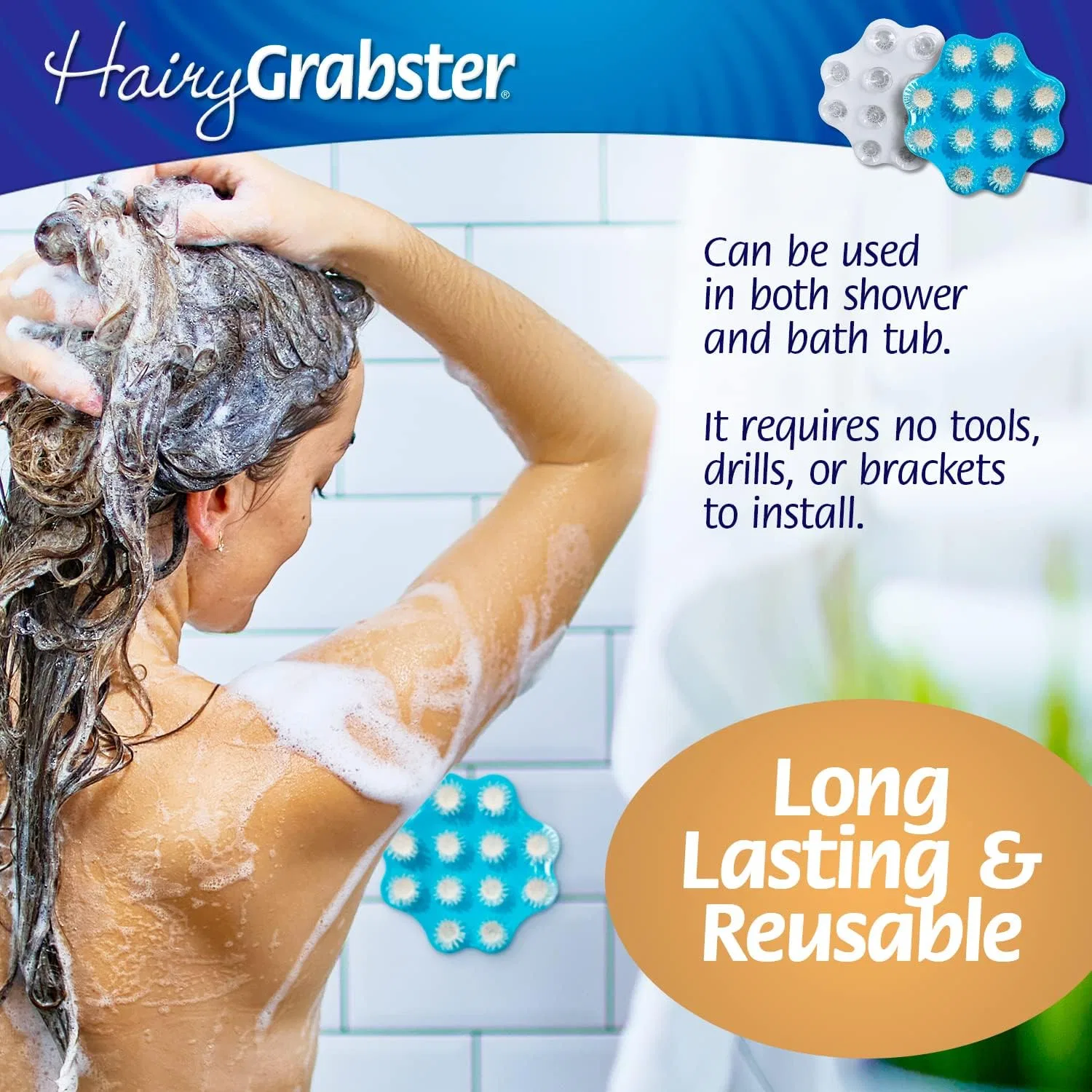 Щетка для очистки слива душа HAIRYGRABSTER, 1 шт, Purple — фото 4
