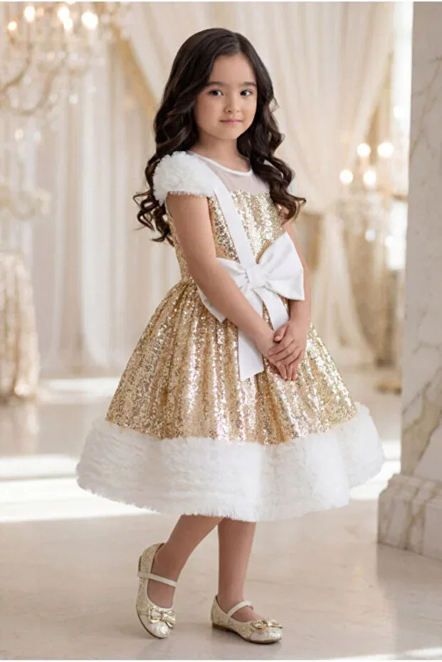 Детское платье для девочек с пайетками Party Pamina, Gold
