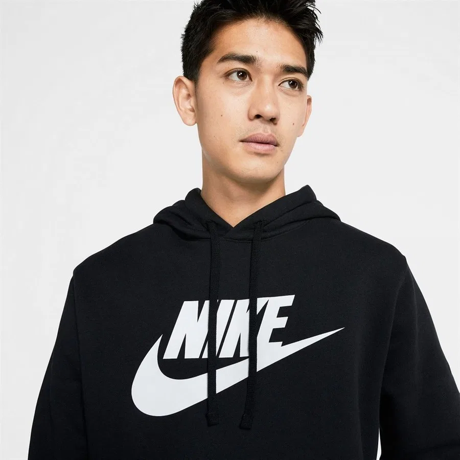 Мужской свитшот с капюшоном Nike Club Hoodie, Черный — фото 3