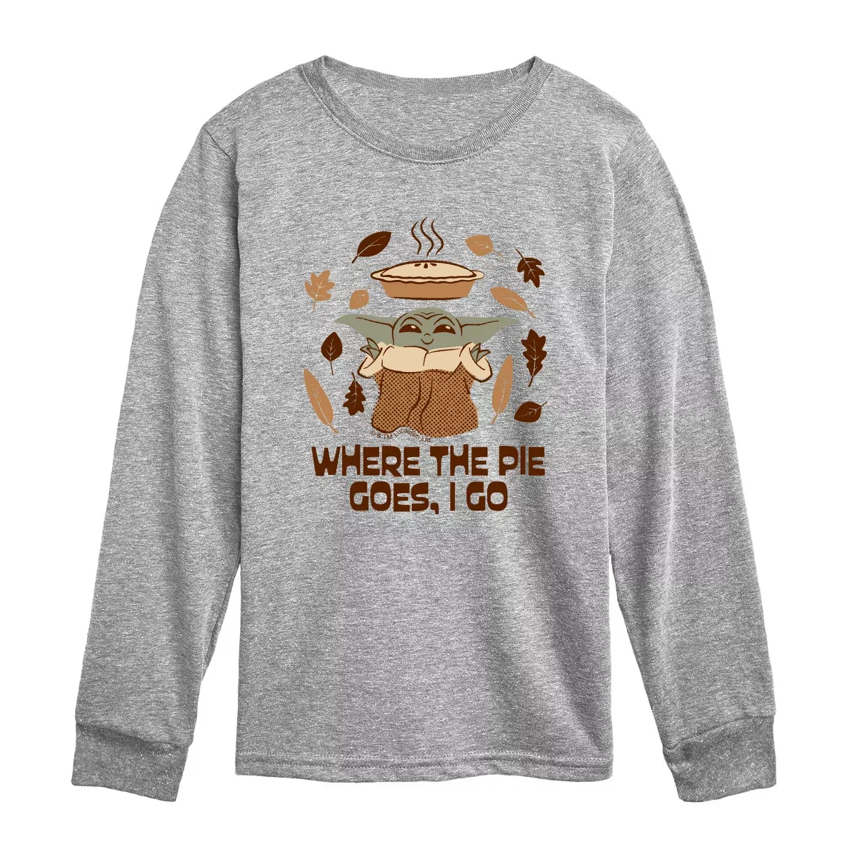 Детское футболка с длинным рукавом с принтом Star Wars Pie Goes Go Grotu Star Wars, Athletic Heather