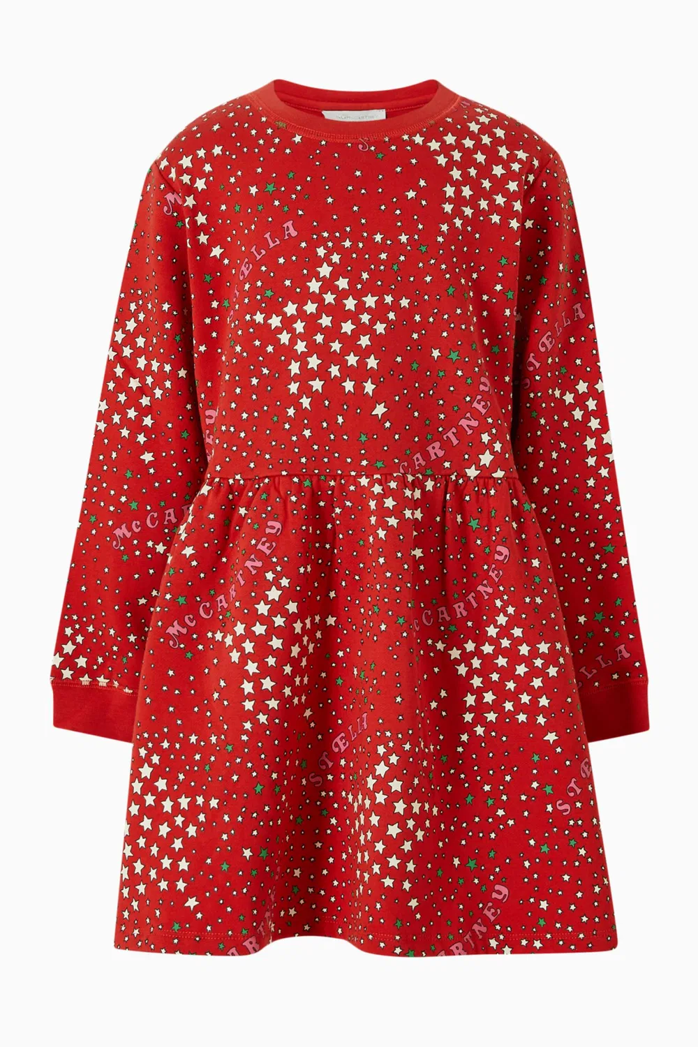 Платье с принтом звезд в хлопке Stella McCartney