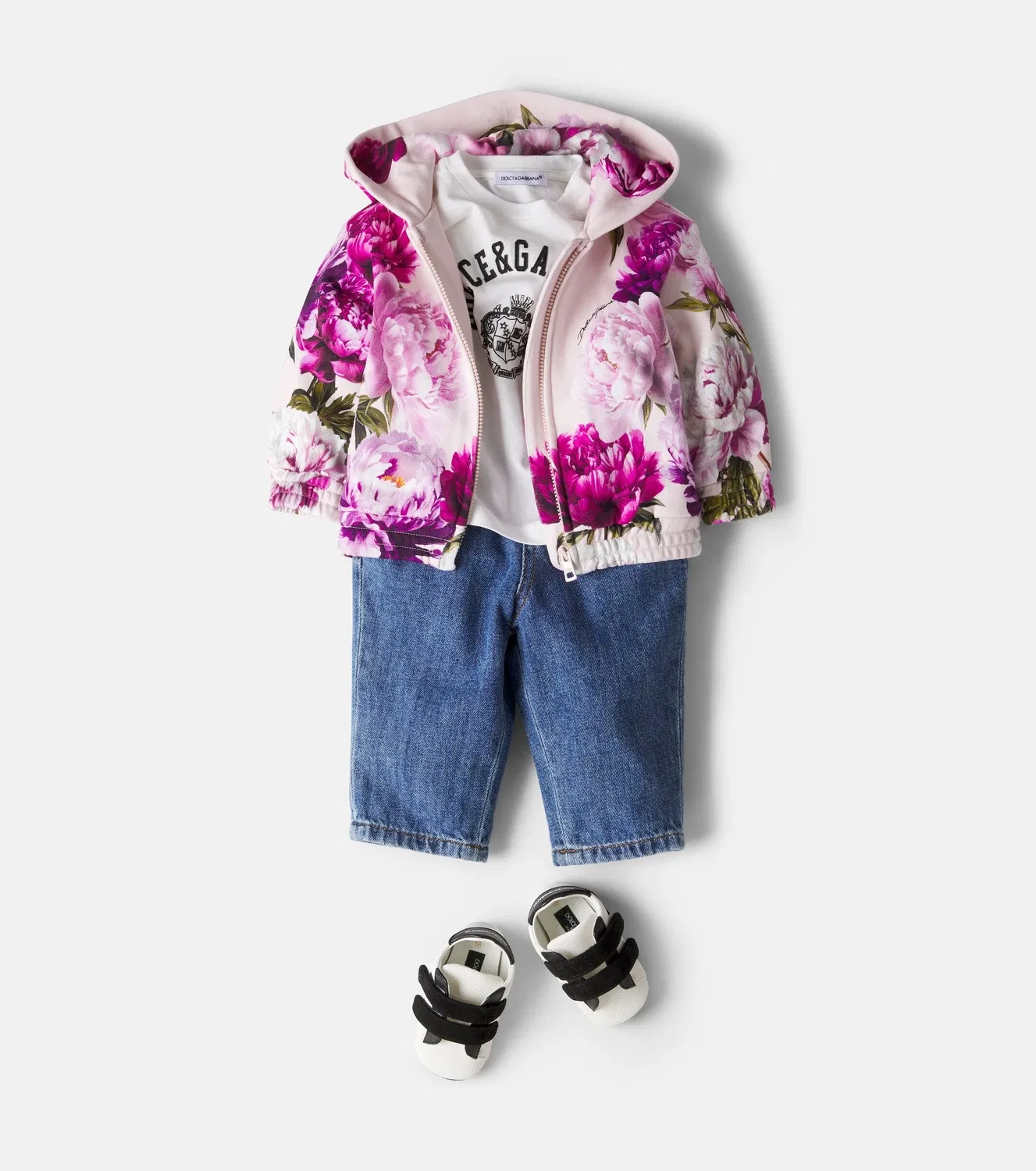 Худи хлопковое с цветочным принтом Dolce&Gabbana Kids, розовый — фото 2
