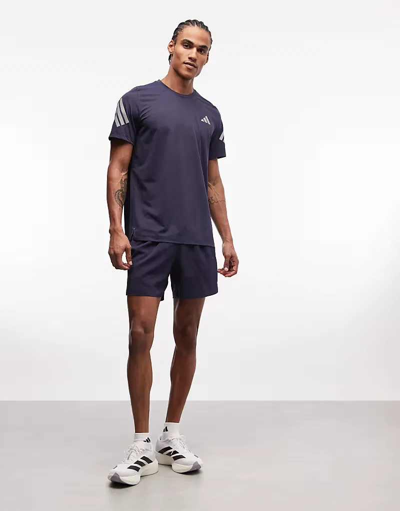 Футболка Adidas Running Adi365 с тремя полосками на рукаве, темно-синий — фото 2