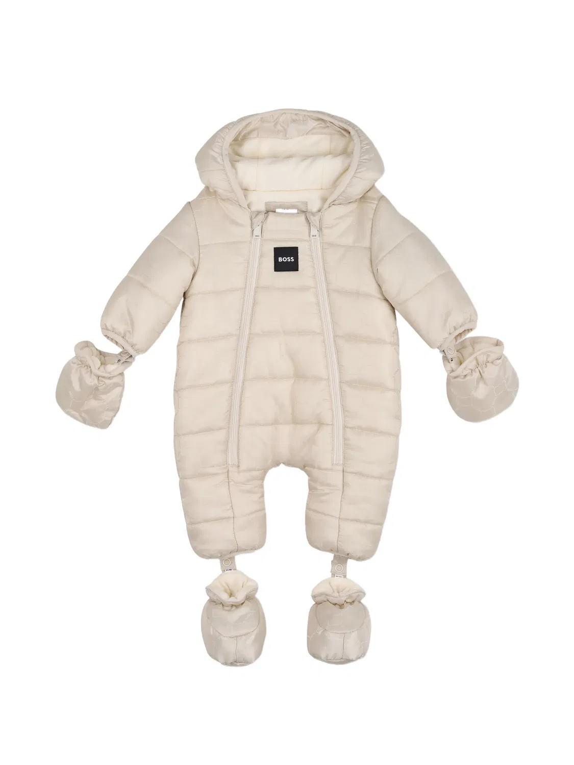 Стеганый комбинезон с логотипом Boss Kidswear, нейтральные цвета