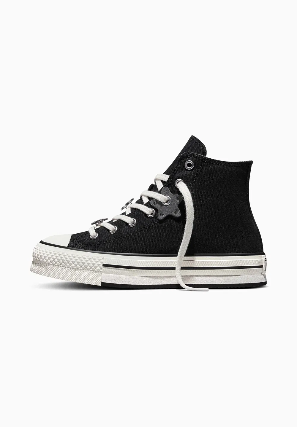 Высокие кеды Chuck Taylor All Star Lift Double Stack Platfo унисекс - высокие кроссовки Converse, Black White Sliver-Coloured — фото 4