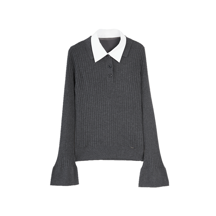 

ELLE Трикотажный кардиган Women's Dark Gray Lapel Moderate Others