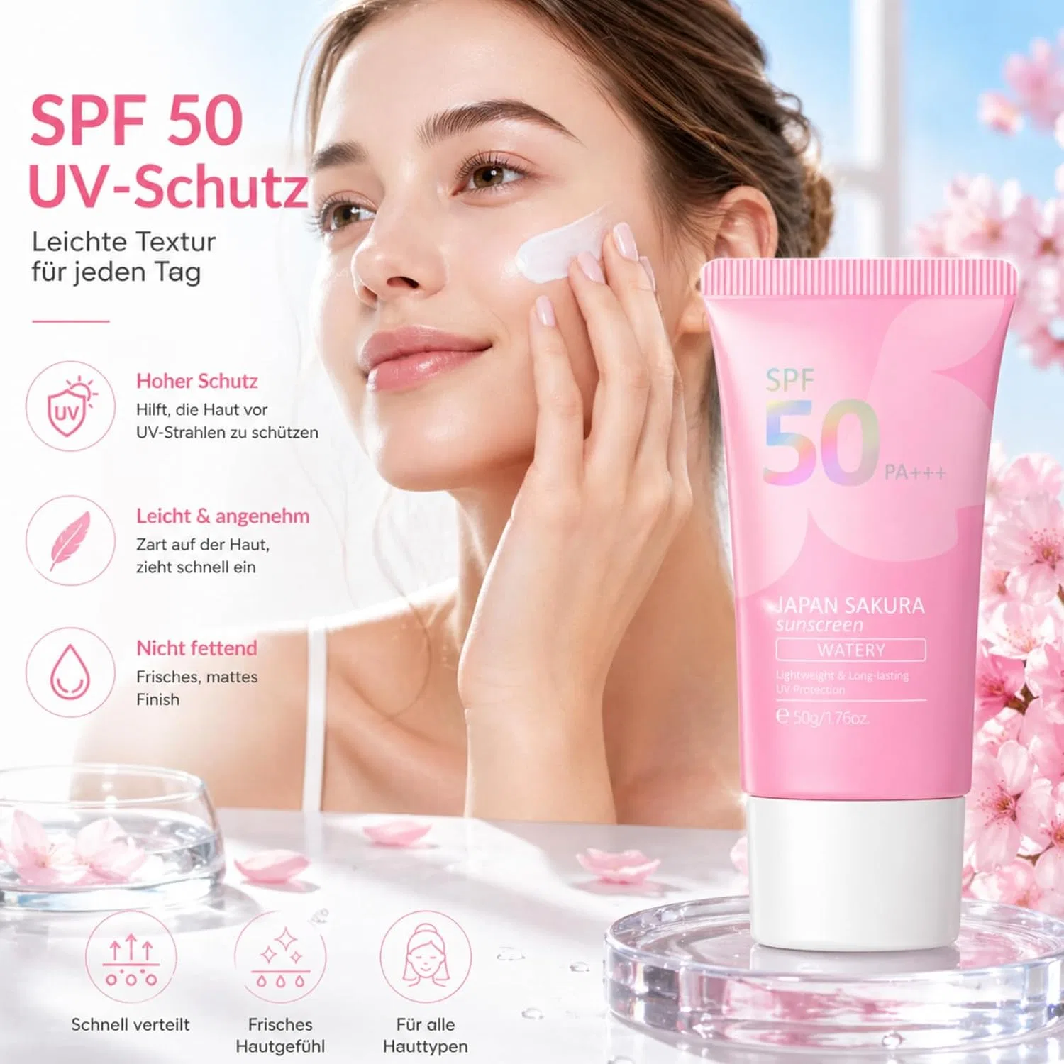 Солнцезащитный крем для лица Japan Sakura SPF 50 Snockoo — фото 2
