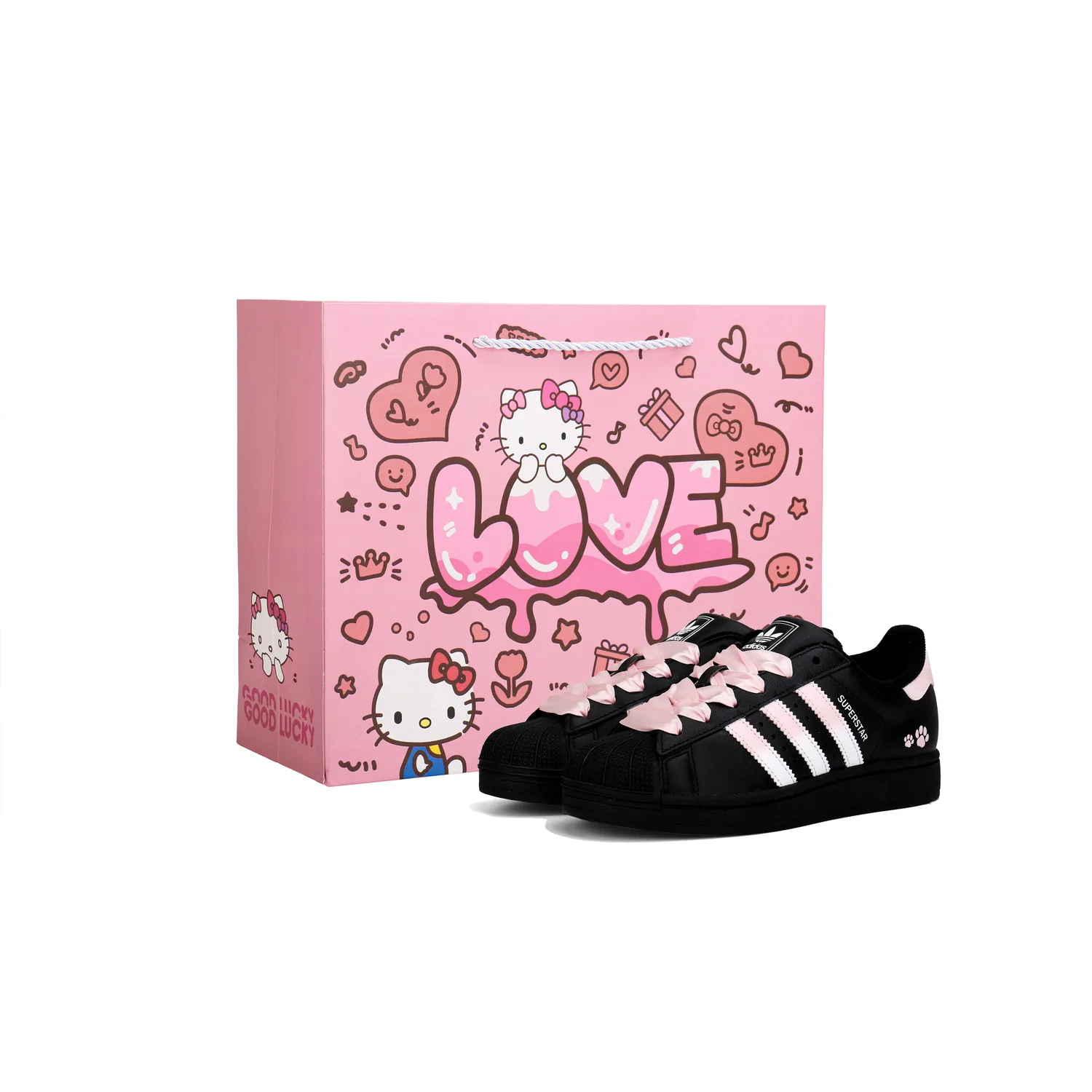 Adidas Originals Кроссовки для скейтбординга Superstar 2 Pink Black Sweet Star, низкие, с кожаной подкладкой и амортизацией, для детей, унисекс, розовые