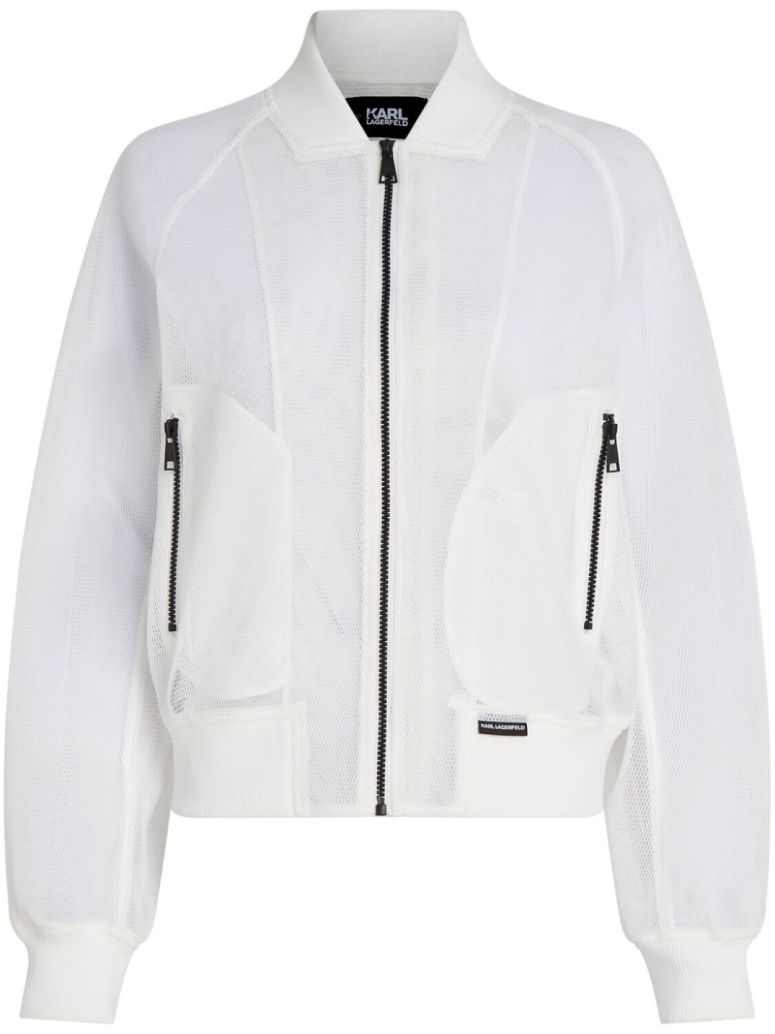 

Karl Lagerfeld сетчатый бомбер с вышитым логотипом, белый