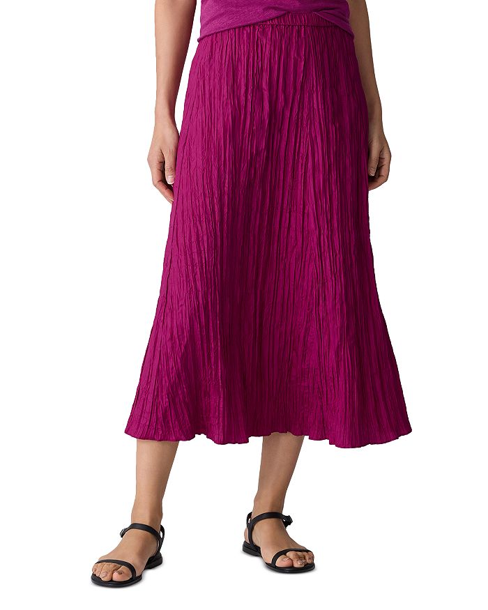 

Юбка-колокол из жатого шелка Eileen Fisher, красный