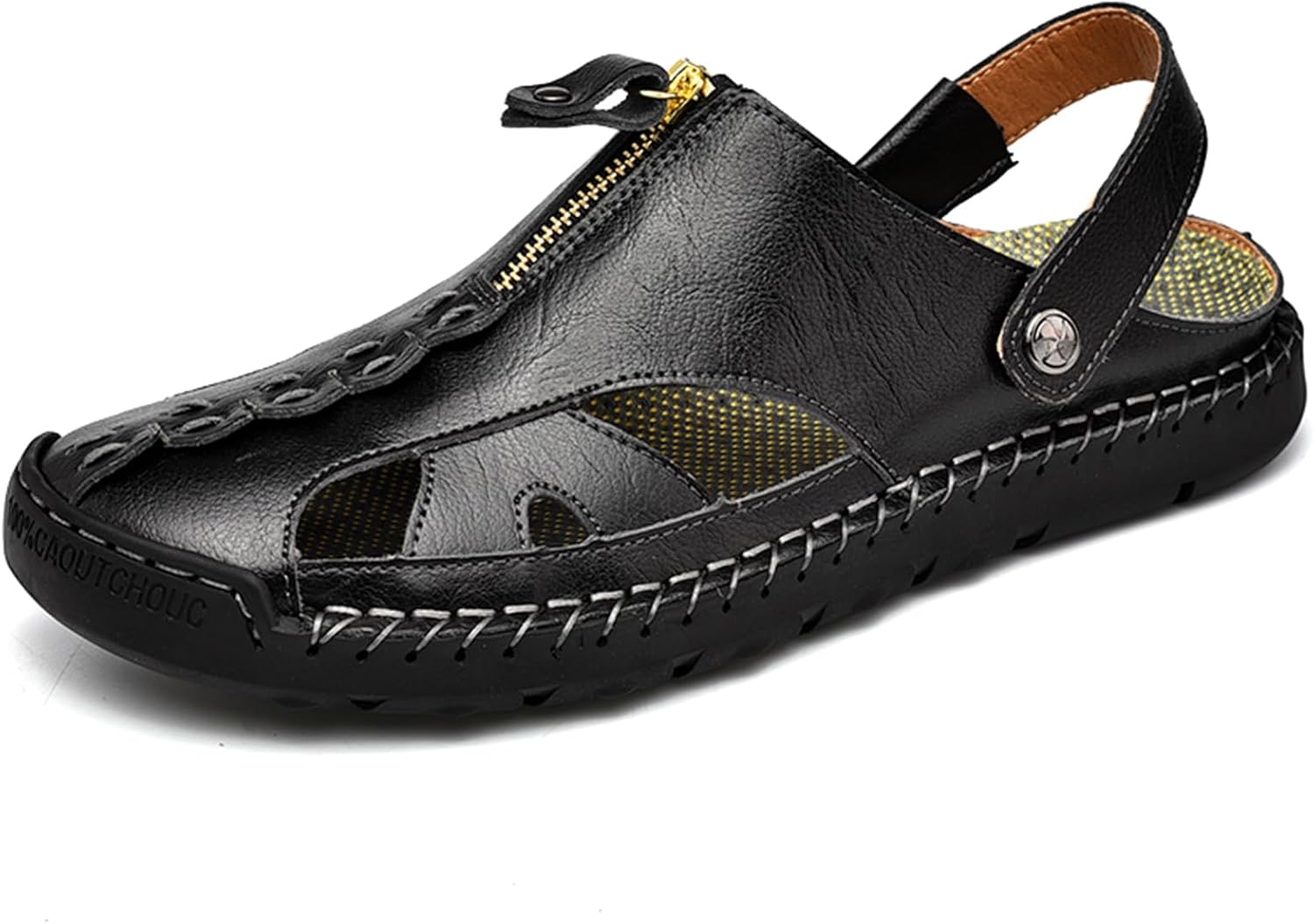 

Мужские сандалии VOCECO на открытом воздухе из кожи, с закрытым носком, водонепроницаемые, повседневные, легкие, летние пляжные обувь, черный