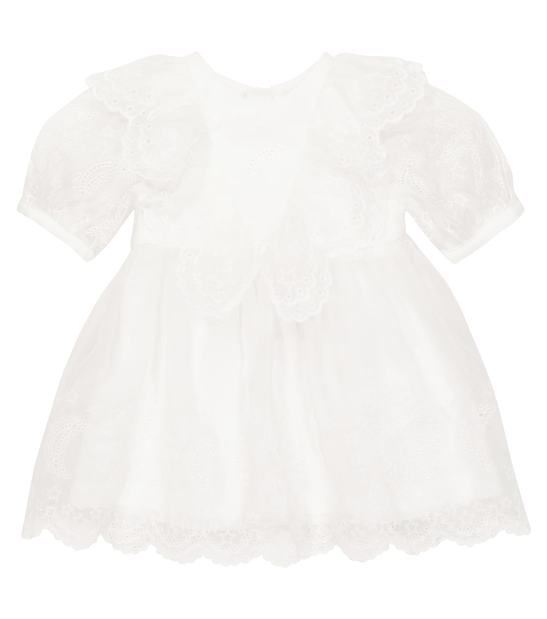 

Детское вышитое шелковое платье Stella McCartney Kids, белый
