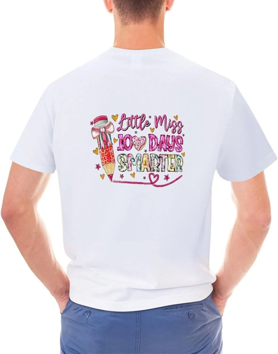 Футболка Funny 100 Days of School модная мягкая дышащая эстетичная в стиле ретро для мужчин Generic, белый