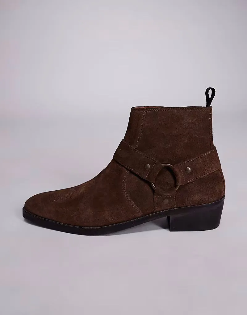 Кубинские сапоги ASOS DESIGN из коричневой замши