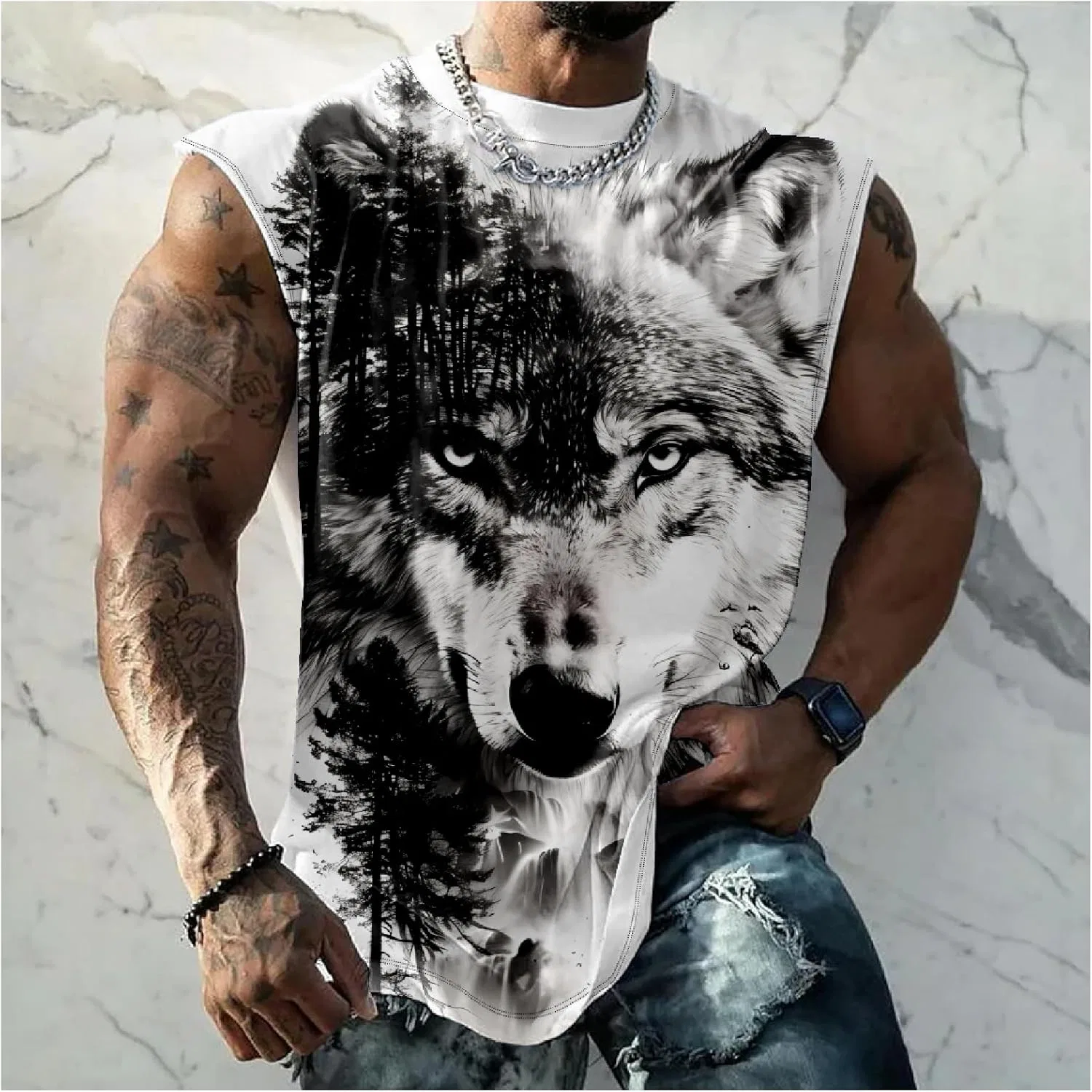Майка с принтом Wolfface — фото 2