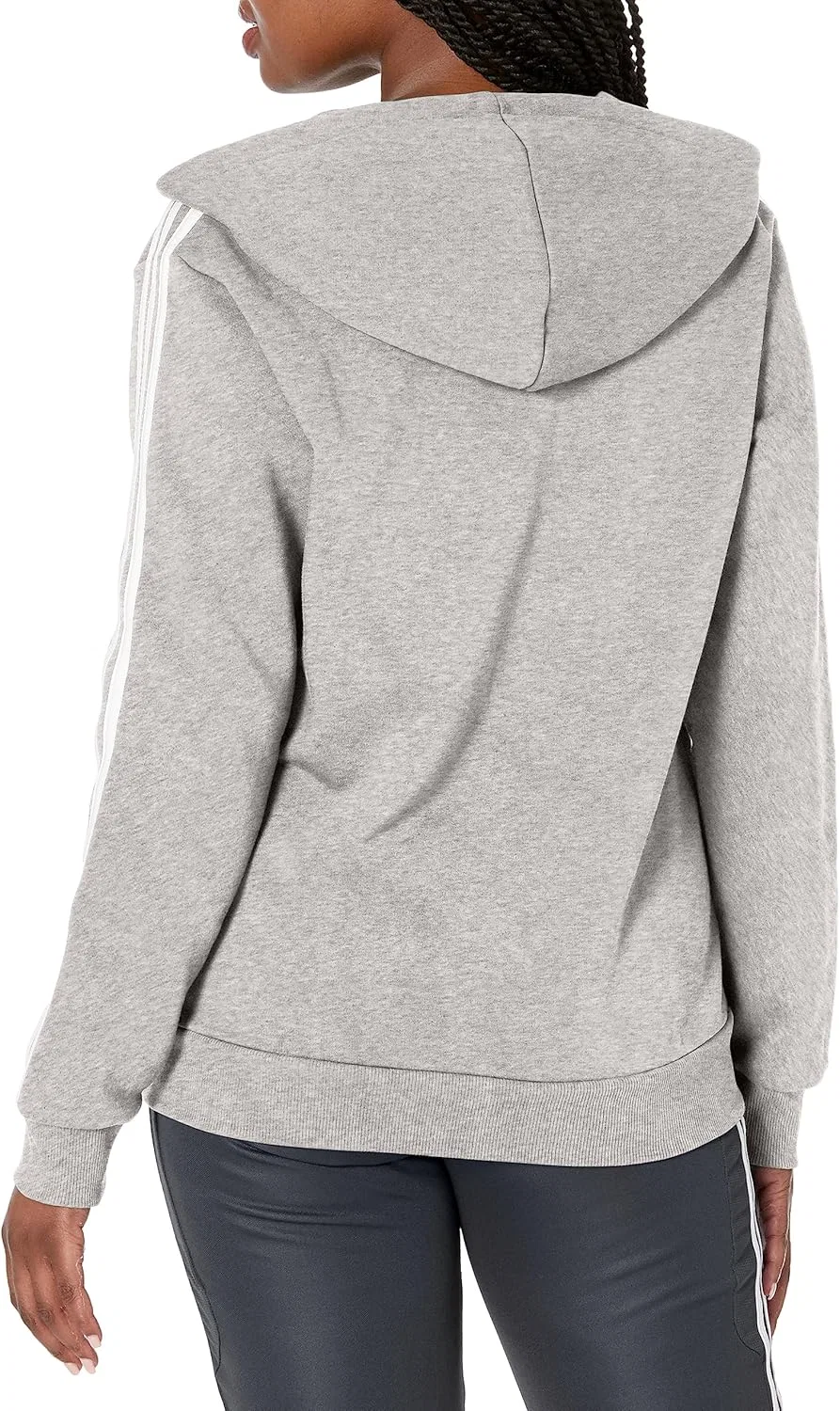 Женская флисовая куртка adidas, цвет Medium Grey Heather/White — фото 2