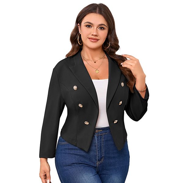 

Блейзер Plus size для женщин с лацканом и длинным рукавом Seoria, Black
