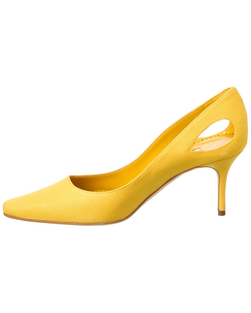 Manolo Blahnik Toplaca 70 Linen Pump, желтый — фото 2