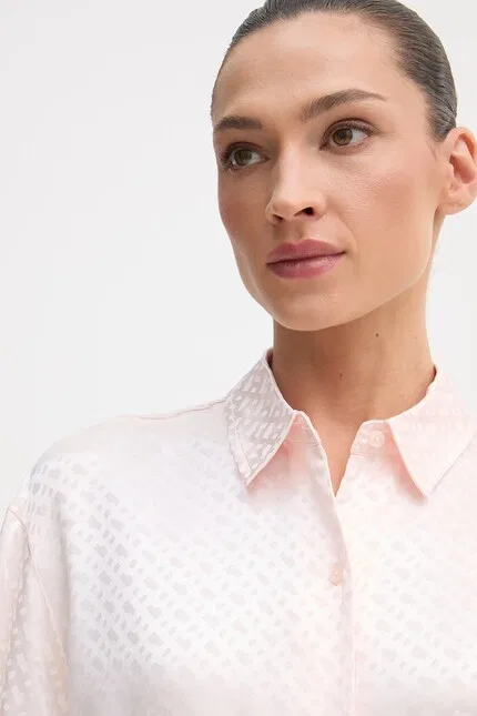 Пижамная рубашка из вискозы B Monogram Top BOSS, розовый — фото 4
