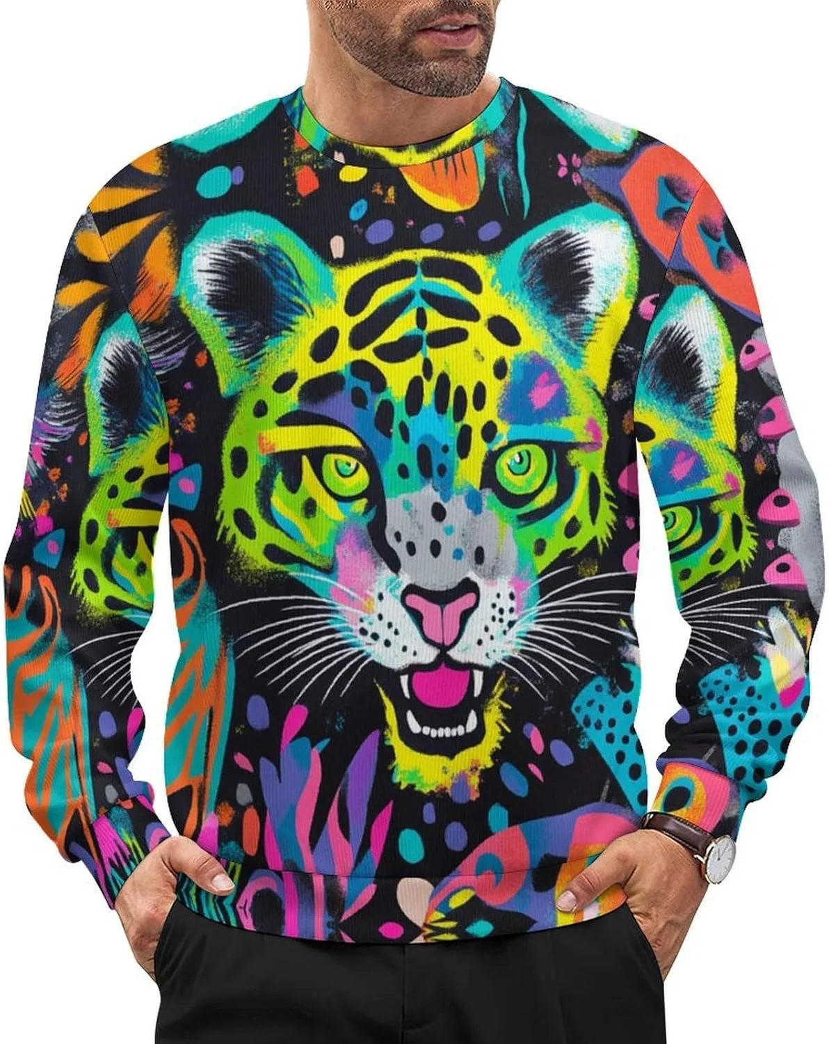 

Мужской свитер-пуловер с круглым вырезом, свободный крой, легкий, синий Birds FZHTNJOJR