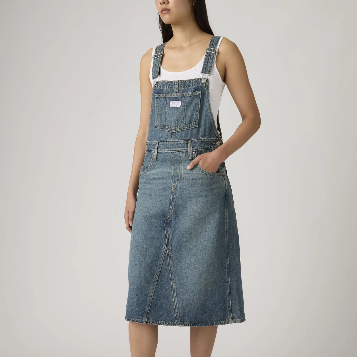 Деконструированный миди-юбочный комбинезон Levi's, Medium Wash — фото 2