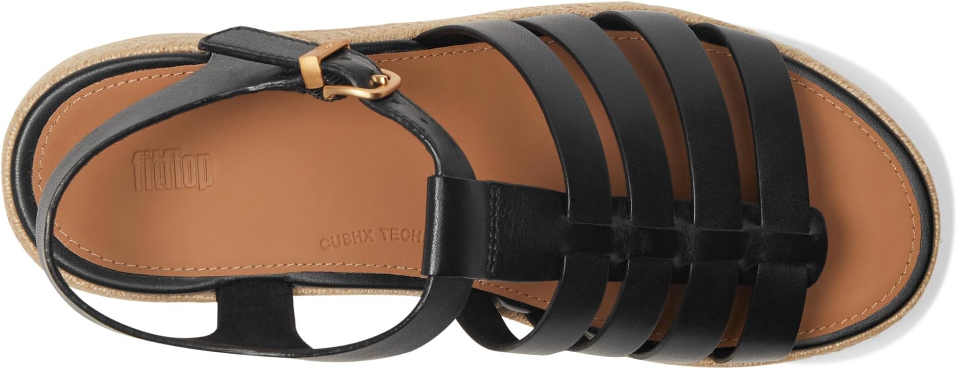 Сандалии FitFlop PLATFFORMS Espadrille Leather Fisherman Wedge Sandals, черный — фото 2