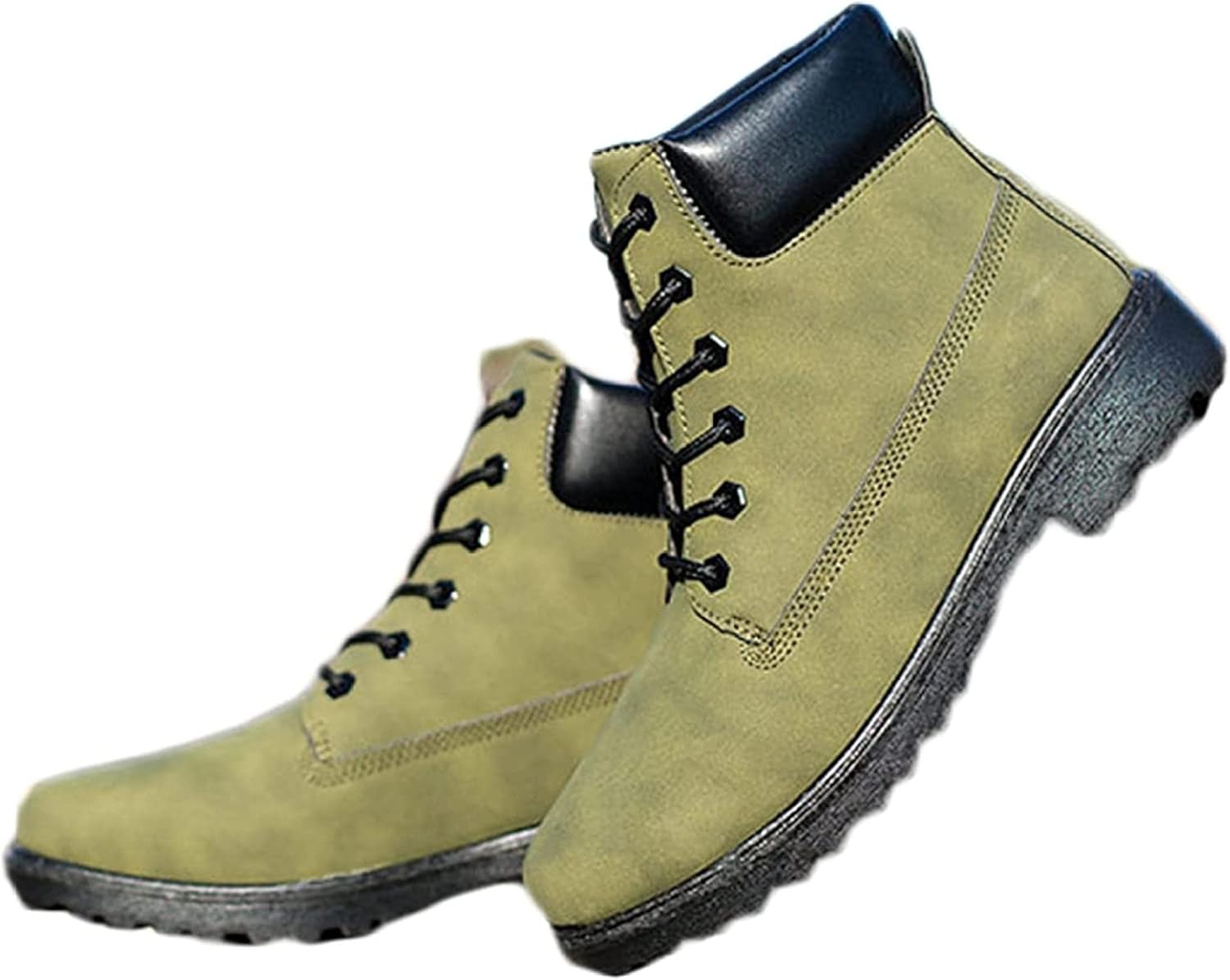 

Мужские ботинки Yiozoi на осень и зиму, с высокой шнуровкой до щиколотки, износостойкие, с круглым носком, утепленные и противоскользящие для прогулок на улице, зеленый