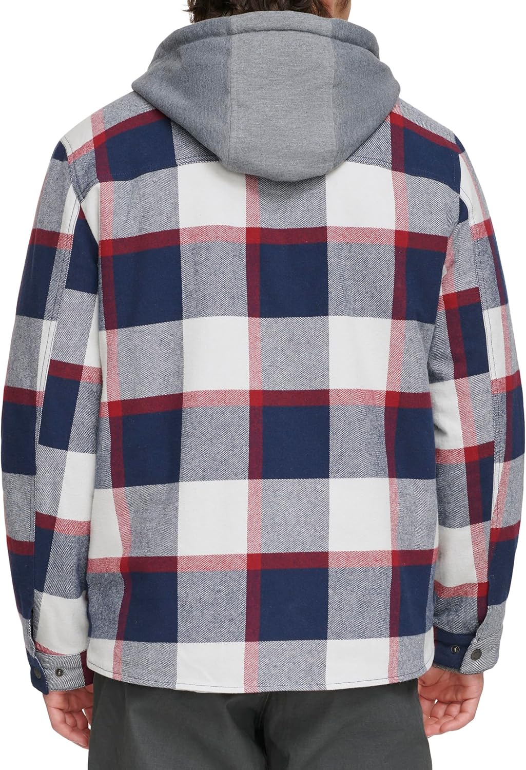 Мужская клетчатая куртка-рубашка Levi's с капюшоном и подкладкой из шерпы (стандартные размеры, большие и высокие), Navy/Red Skater Plaid — фото 3