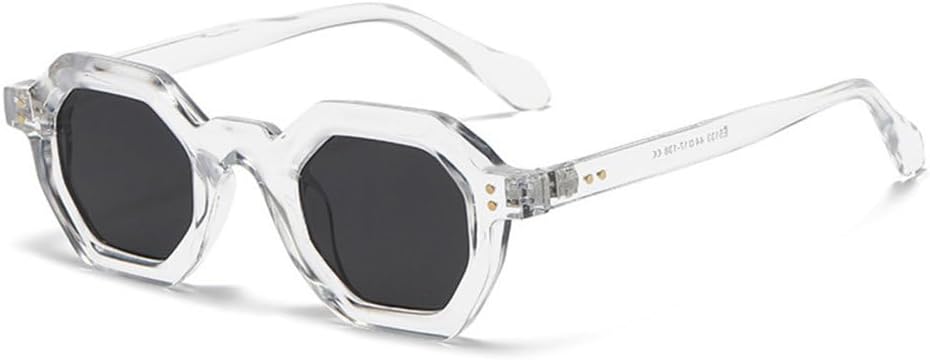 

Модные солнцезащитные очки Polygon Small для женщин, ретро-очки с заклепками, мужские солнцезащитные очки UV400, трендовые солнцезащитные очки для активного отдыха TYUVIVO, Transparent Gray