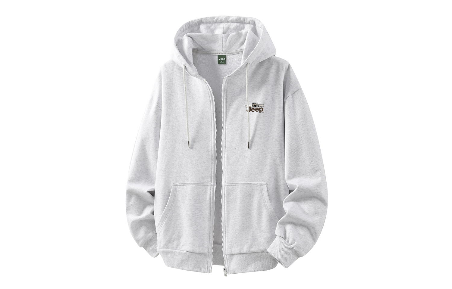 

Толстовка Unisex Hooded Moderate Regular Jeep, белый heather серый